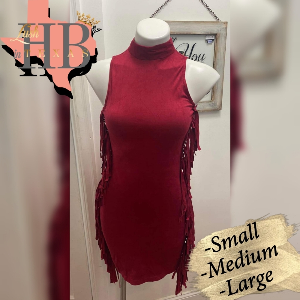Fringe Wine Dress